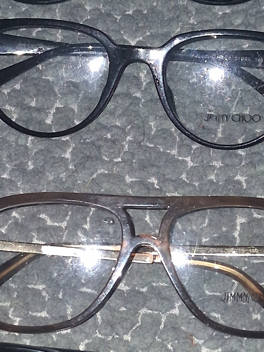 Jimmy Choo Metallic Gray Aviator and Round Eyeglass Frames